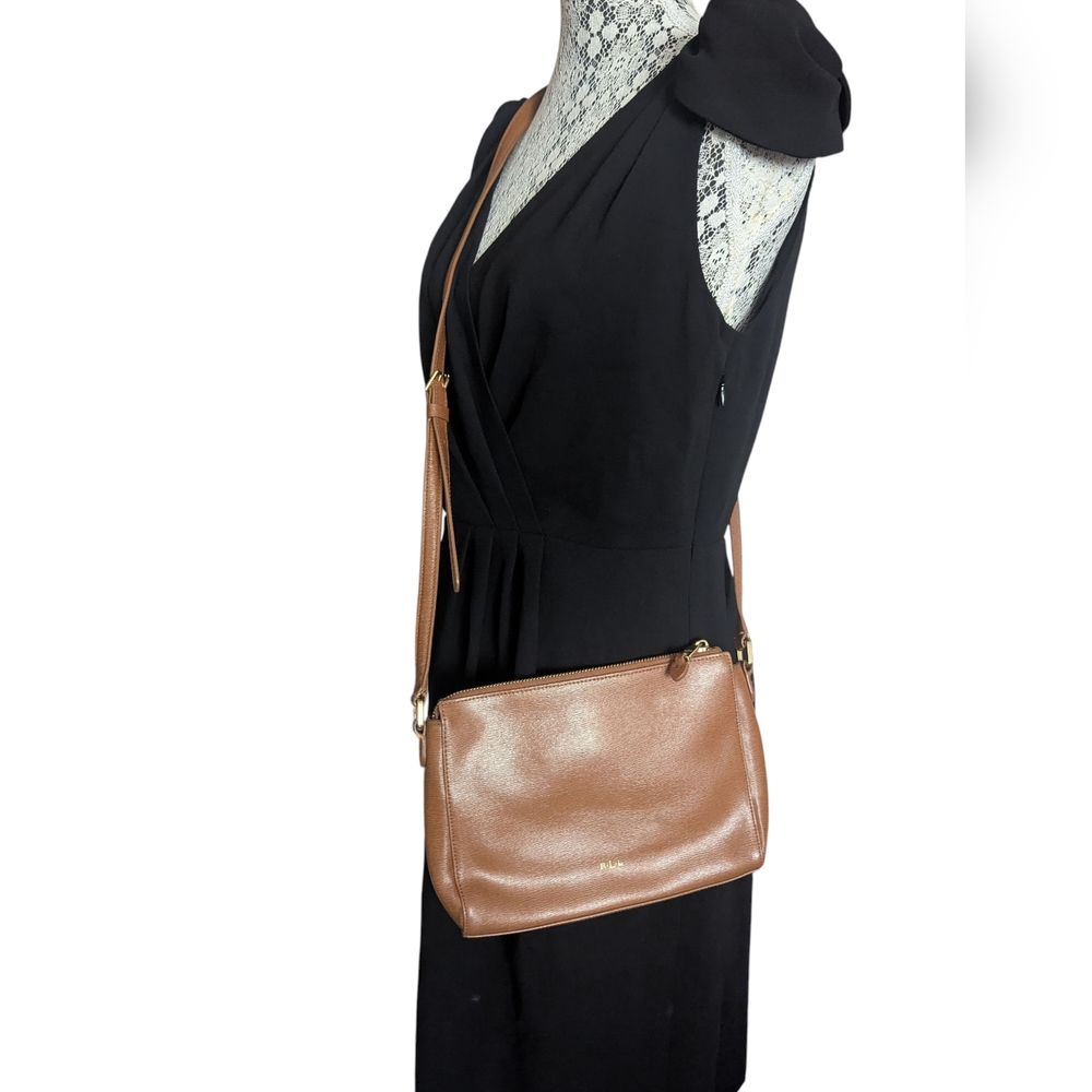Lauren Ralph Lauren Brown Leather Crossbody/Shoulder Bag - Picture 2 of 15